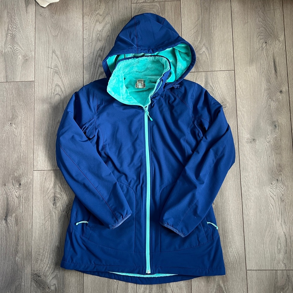 Duluth Trading Women Small Frostmite Parka Coat‎ Jacket Blue Teal Faux Fur Lined